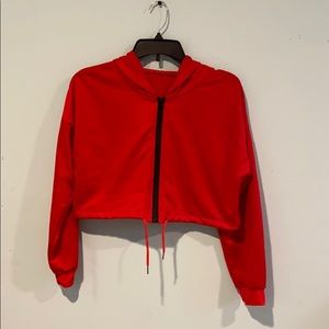 Crop zip up with hood
